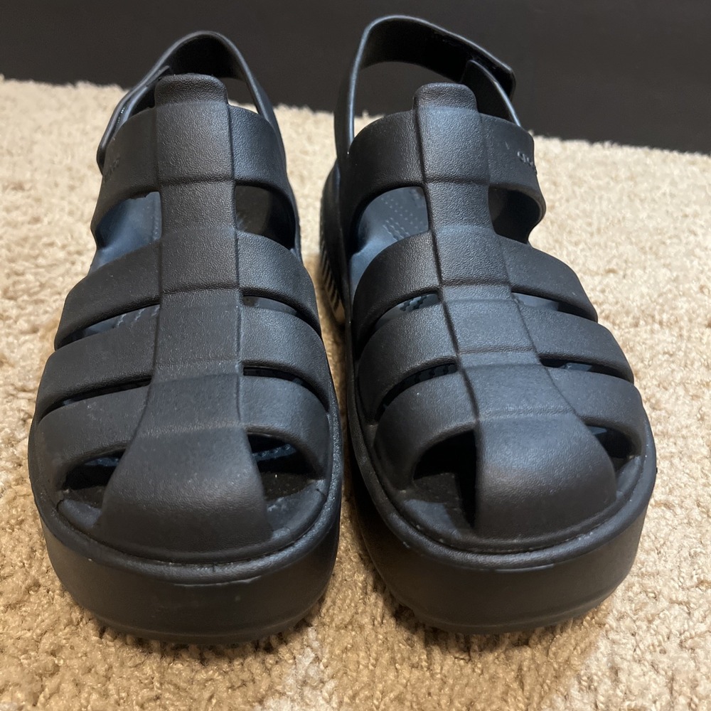 Crocs Stomp Fisherman Platform Sandals Black  Women's 10 Men's 8 Chunky - Picture 3 of 8